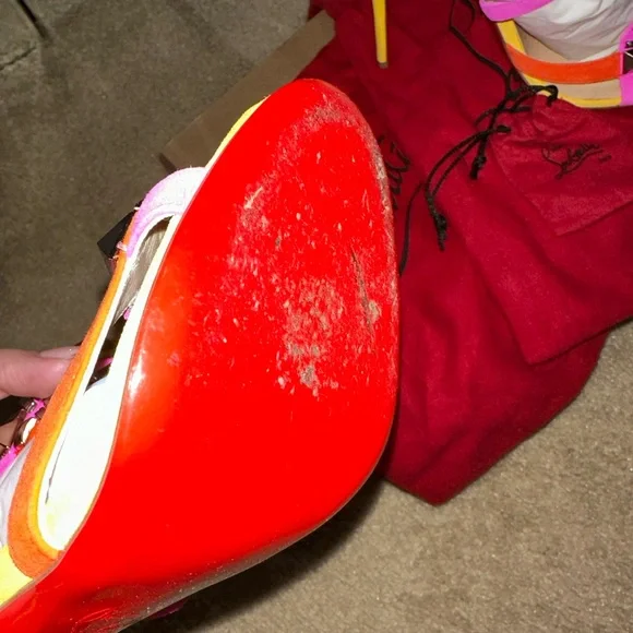 Christian Louboutin Suede Calfskin Studded Galerietta 100 heel Multicolor - Picture 10 of 10